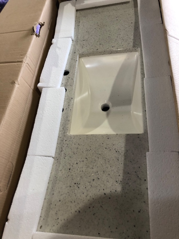 Photo 8 of **Damaged**Clady 48.5 in. W x 18.75 in. D Bath Vanity in White with Cultured Marble Vanity Top in Silver Ash with White Sink