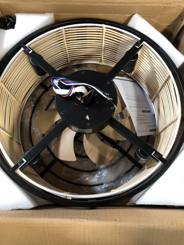 Photo 2 of hummingbird Enclosed Ceiling Fan with Lights, Caged Ceiling Fan  (20" Rattan)