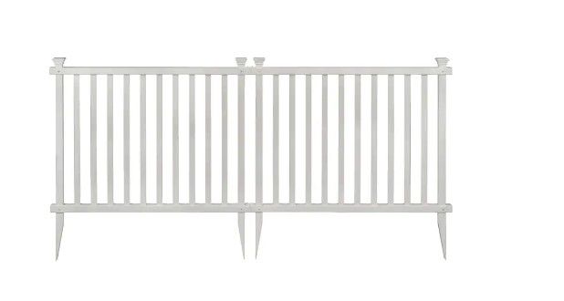 Photo 1 of 3 ft. H x 3.5 ft. W Baskenridge No-Dig Vinyl Garden Picket Fence Panel Kit
