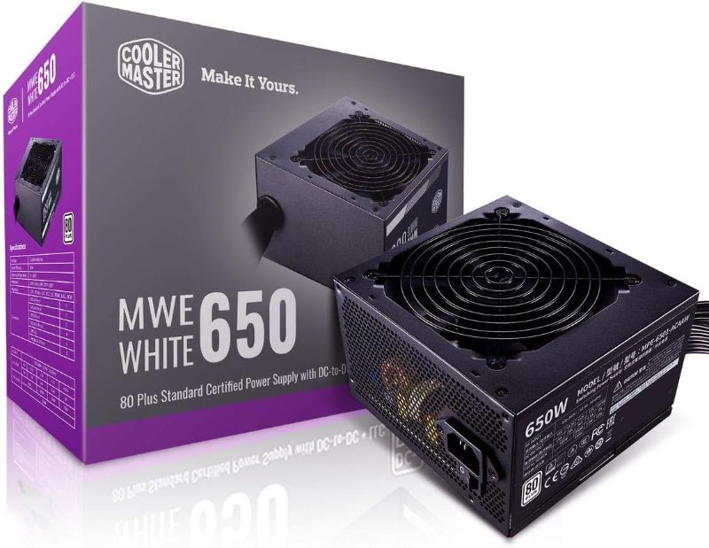 Photo 1 of Cooler Master MWE White 650 80+ White 650W PSU with HDB Silent 120mm Fan, Single +12V Rail, Flat Black Cables