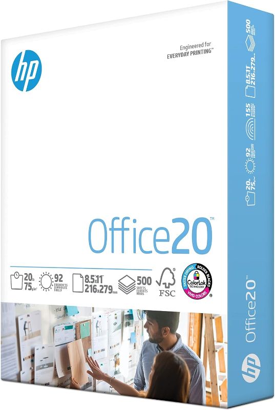 Photo 1 of USED HP Printer Paper | 8.5x11 Paper |Office 20 lb | 1 Ream - 500 Sheets | 92 Bright | Made in USA - FSC Certified | 112150R 1 Ream | 500 Sheets Letter (8.5 x 11)