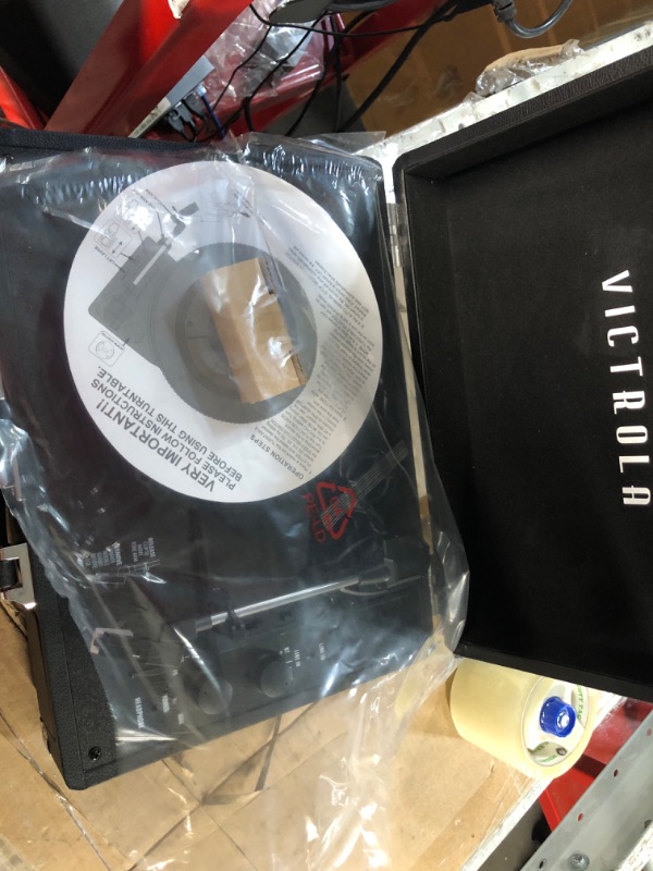 Photo 1 of Victrola Vintage 3-Speed Bluetooth Portable Suitcase Record Player with Built-in Speakers | Upgraded Turntable Audio Sound| Includes Extra Stylus | Black, Model Number: VSC-550BT-BK, 1SFA
