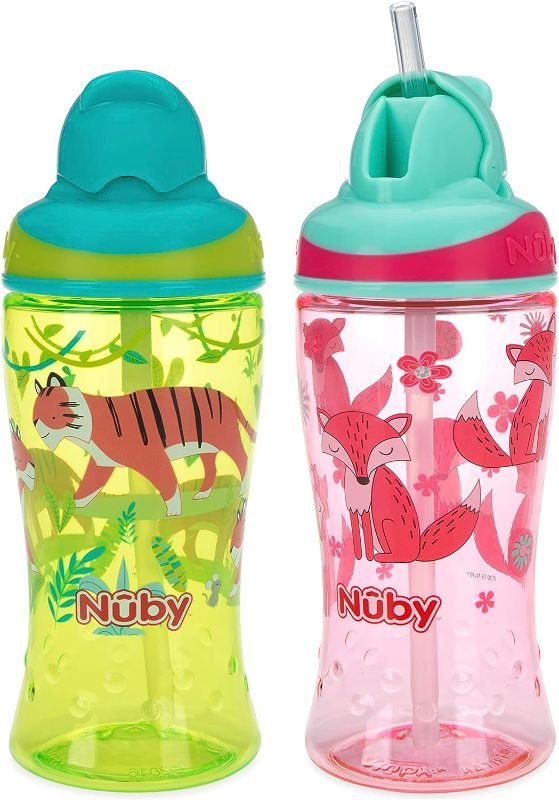 Photo 1 of 2pkThirsty Kids No-Spill Flip-it Printed Boost Cup with Thin Soft Straw - 12oz, 18+ Months, 2pack Print May Vary Colors May Vary