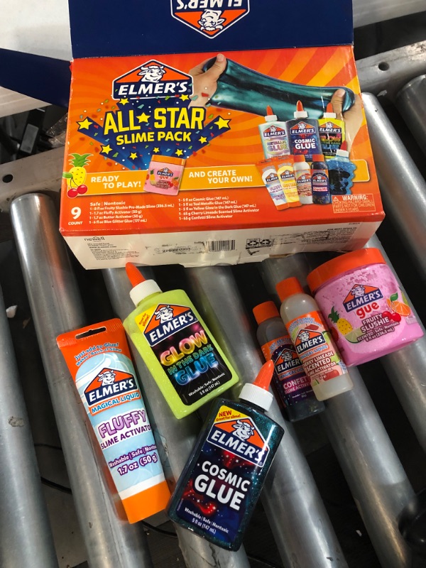 Photo 2 of *USED - MISSING PIECES* Elmer's All-Star Slime Kit, Includes Liquid Glue, Slime Activator, and Premade Slime, 9 Count