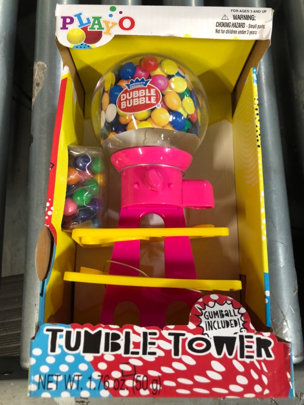 Photo 2 of *PINK* Tower Gumball Machine for Kids - 10" Gum Machine and Toy Bank - Candy Machine Dispenser Includes 25 Dubble Bubble Gum Balls - Great Candy Dispenser Machine Gift Toys for Girls and Boys - Playo, PINK