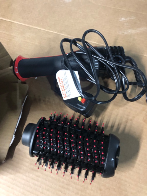 Photo 2 of *USED* Revlon One Step Volumizer PLUS 2.0 Hair Dryer and Hot Air Brush | Dry and Style (Black) Black Red