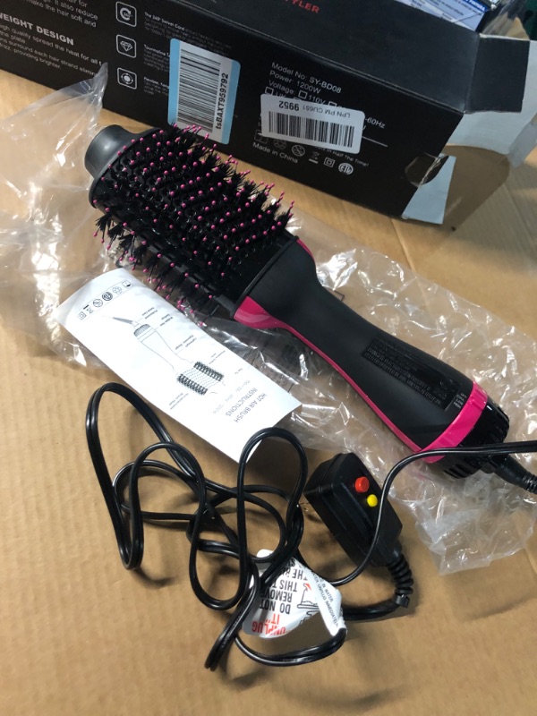 Photo 2 of *USED* air Dryer Brush Blow Dryer Brush in One, 4 in 1 One Step Hair Dryer and Styler Volumizer Professional Hot Air Brush with Negative Ion Anti-frizz Blowout for Drying, Straightening, Curling, Salon Black Pink