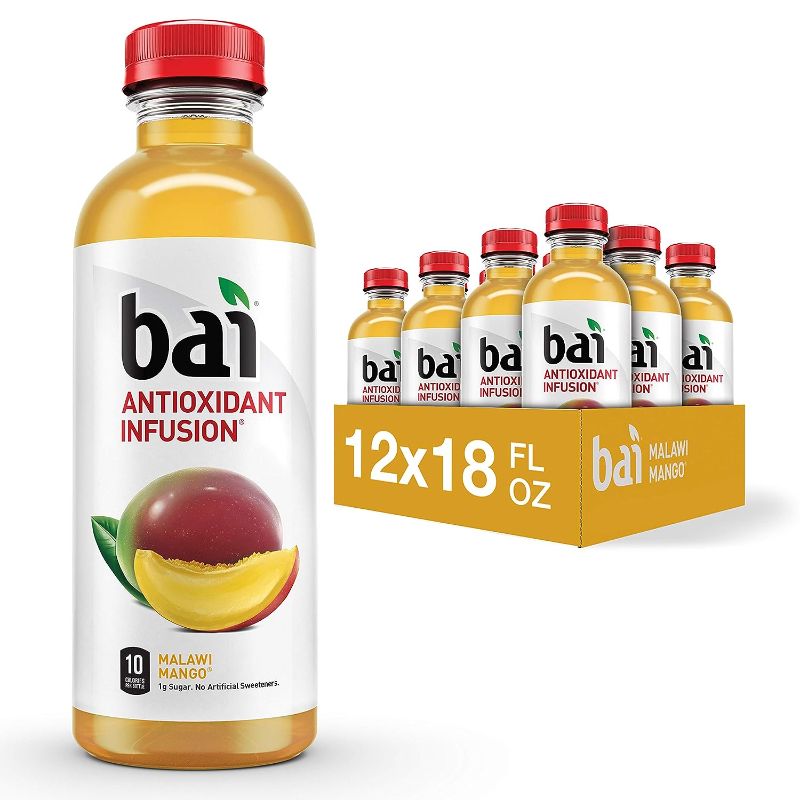 Photo 1 of *BEST BY 09/2023* Bai Flavored Water, Malawi Mango, Antioxidant Infused Drinks, 18 Fluid Ounce Bottles, Pack of 12