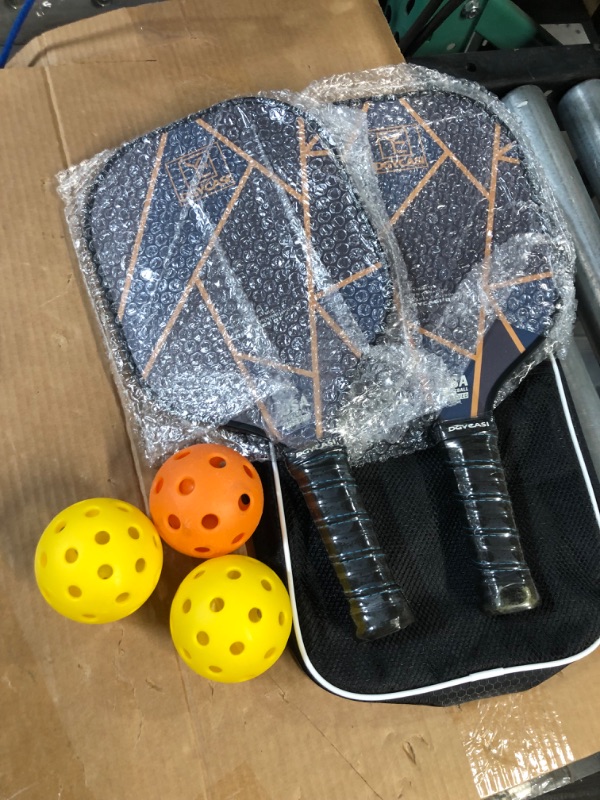 Photo 3 of *USED - MISSING ONE BALL* YC DGYCASI Graphite Pickleball Paddles Set of 2, 2023 USAPA Approved, Carbon Fiber Surface (CHS), Polypropylene Honeycomb Core, Anti-Slip Sweat-Absorbing Grip, 4 Pickleball, Portable Carry Bag