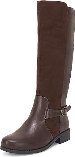 Photo 1 of Coutgo Women's Round Toe Knee High  Zipper/Buckle Suede Leather Boots 8.5