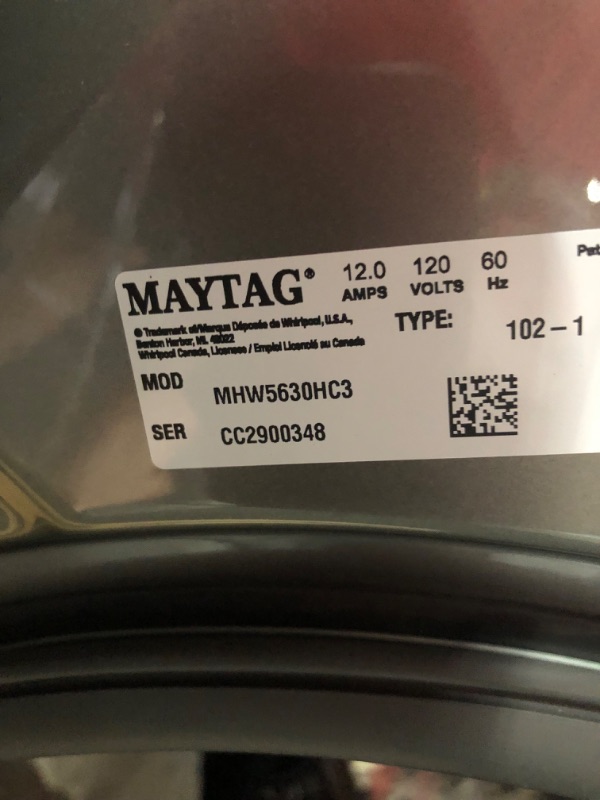 Photo 8 of **USED TESTED POWERS ON** Maytag 4.5-cu ft High Efficiency Stackable Steam Cycle Front-Load Washer (Metallic Slate) ENERGY STAR