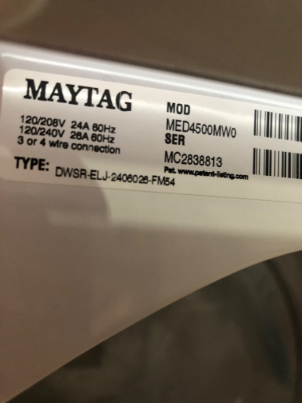 Photo 5 of **USED UNABLE TO TEST** HAS MINOR SCRATCHES AND DENTS MAYTAG FRONTLOAD ELECTRIC WRINKLE PREVENT DRYER - 7.0 CU. FT.