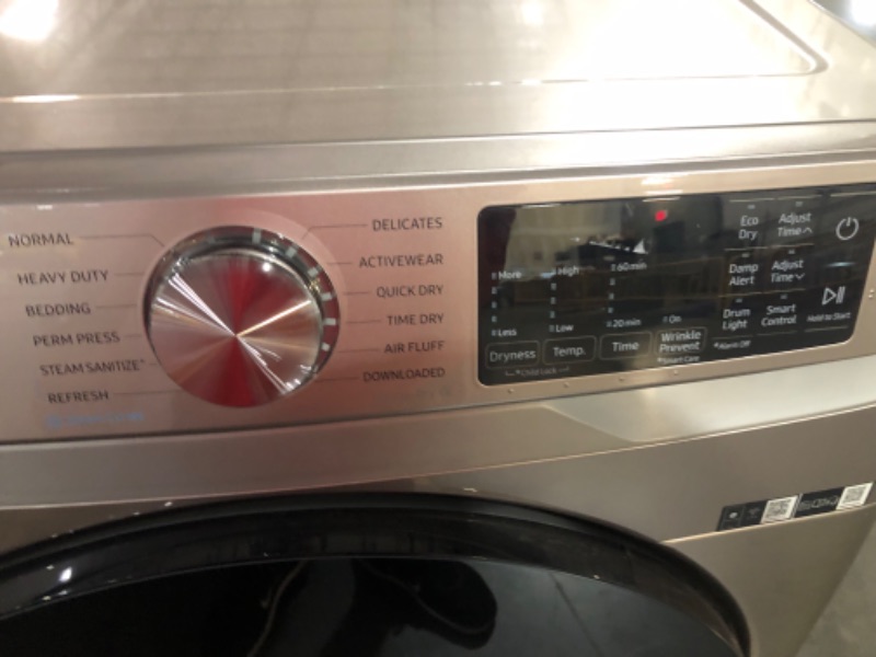 Photo 8 of **USED** MINOR DAMAGE UNABLE TO TEST  SAMSUNG 7.5 cu. ft. Smart Electric Dryer with Steam Sanitize+ in Champagne