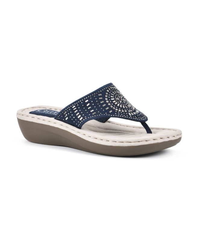 Photo 1 of CLIFFS by WHITE MOUNTAIN Womens Cienna Flip-Flop 9 Navy/Fabric
