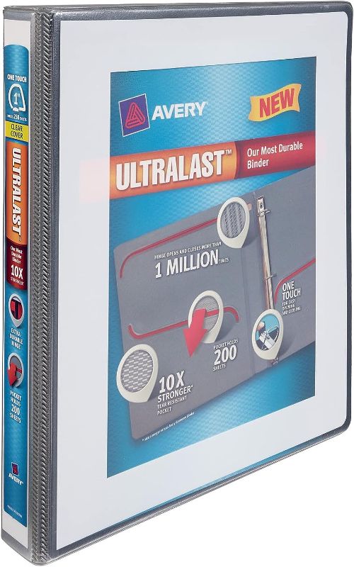 Photo 1 of UltraLast View Binder w/1-Touch Slant Rings, 11 x 8 1/2, 1 1/2" Cap, White