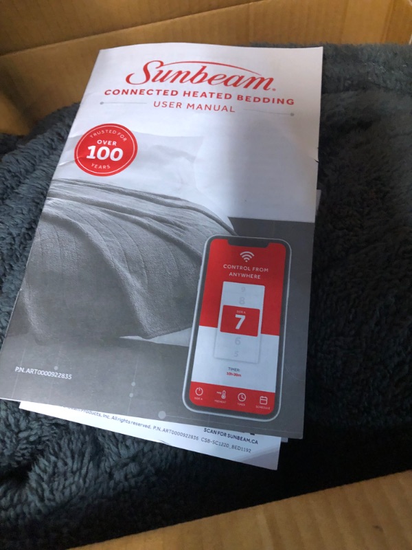 Photo 3 of Sunbeam LoftTec Wi-Fi Connected Heated Blanket, Electric Blanket, 10 Heat Settings, King Size King Slate Gray Solid