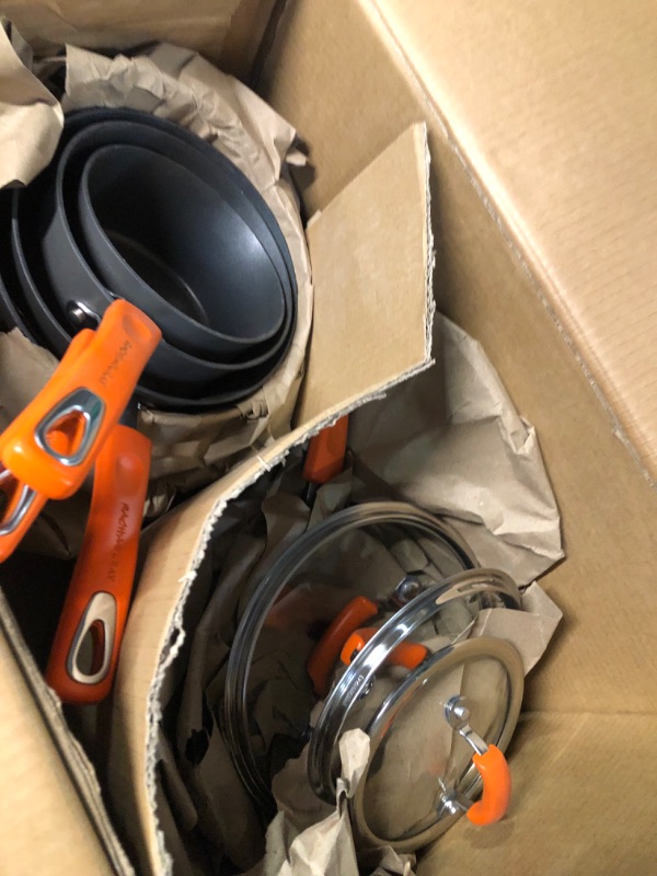 Photo 1 of **DAMAGE** *See Notes* Rachael Ray Brights Hard-Anodized Nonstick Cookware Set with Glass Lids