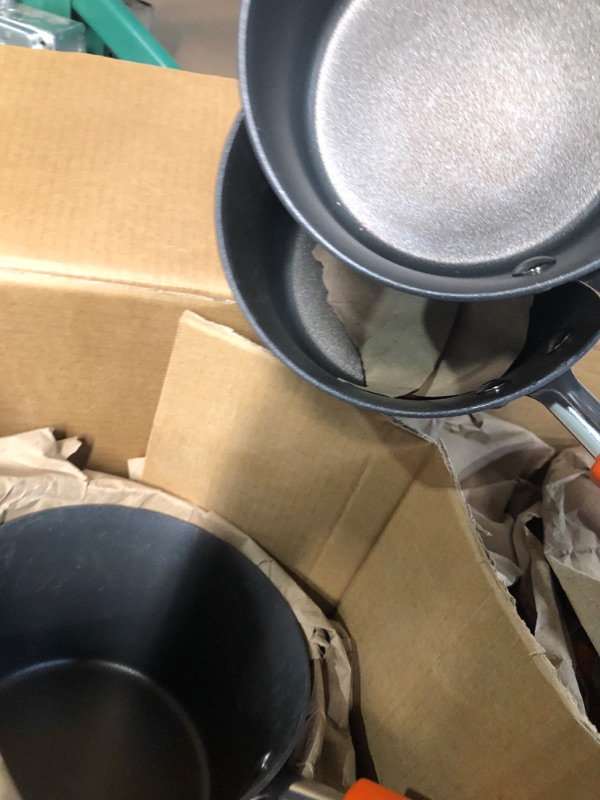 Photo 1 of **DAMAGE** *See Notes* Rachael Ray Brights Hard-Anodized Nonstick Cookware Set with Glass Lids