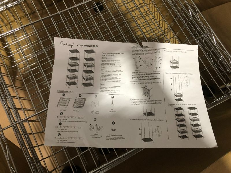 Photo 4 of ***WHEELS MISSING - SEE NOTES***
Finnhomy Heavy Duty 6 Tier Wire Shelving Unit with Wheels 18x18x72-inches