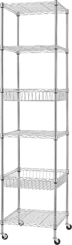 Photo 1 of ***WHEELS MISSING - SEE NOTES***
Finnhomy Heavy Duty 6 Tier Wire Shelving Unit with Wheels 18x18x72-inches