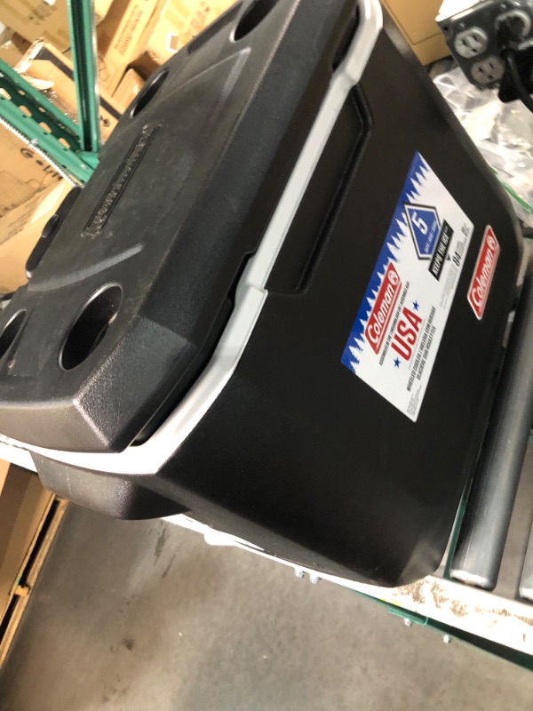 Photo 3 of (USED AND DIRTY MISSING A CAP for the wheels) Coleman Rolling Cooler | 50 Quart Xtreme 5 Day Cooler with Wheels | Wheeled Hard Cooler Keeps Ice Up to 5 Days, Black