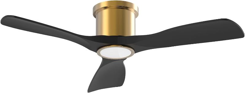 Photo 1 of *STOCK PHOTO REFERENCE ONLY** Ceiling Fans with Lights Flush Mount, 52 Inch Modern Black Ceiling Fan with Light and Remote Control - 3 Wood Blades LED Ceiling Fan Low Profile Ceiling Fan Light, 6 Speeds, Noiseless and Timing