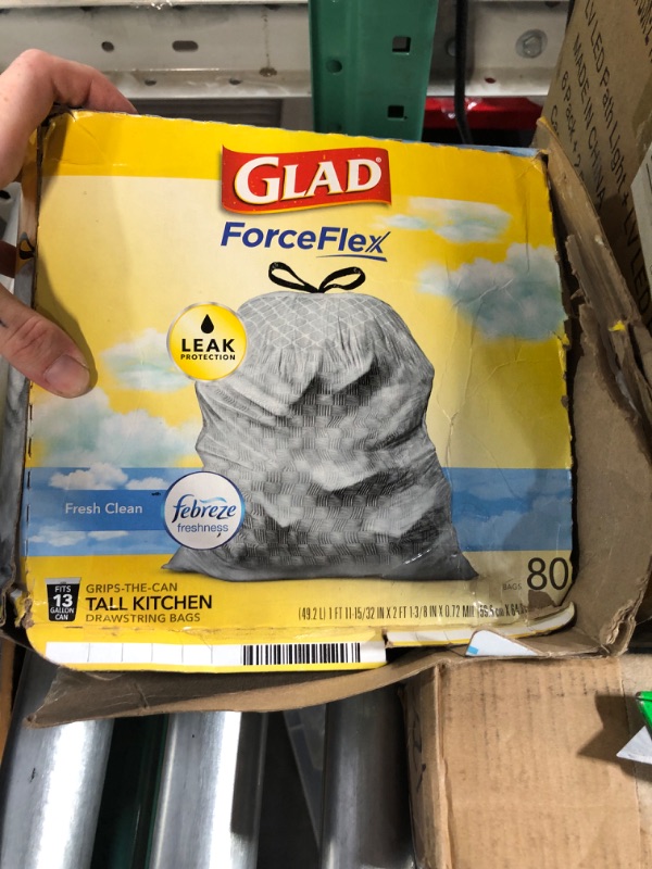 Photo 1 of Glad ForceFlex Tall Kitchen Drawstring Trash Bags – 13 Gallon Trash Bag, Fresh Clean scent with Febreze Freshness 