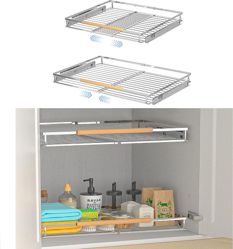 Photo 1 of **SEE NOTES**   ONE PACK Expandable Pull Out Drawers for Kitchen Cabinets