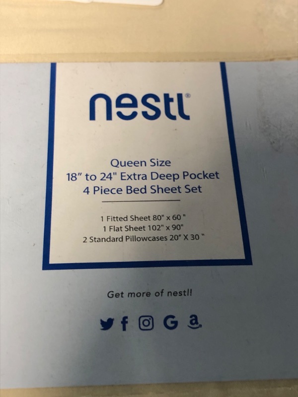 Photo 2 of **SEE NOTES** NESTL Fits Mattress 18-24 Inches Deep - Extra Deep Pocket Queen Sheets Sets