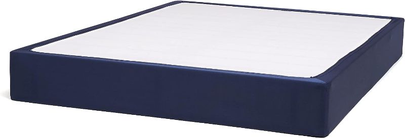 Photo 1 of  Box Spring Cover - Alternative to Bed Skirt, Elastic Polyester Fabric Wrap Around Band 4 Sides - Queen, Navy Blue
