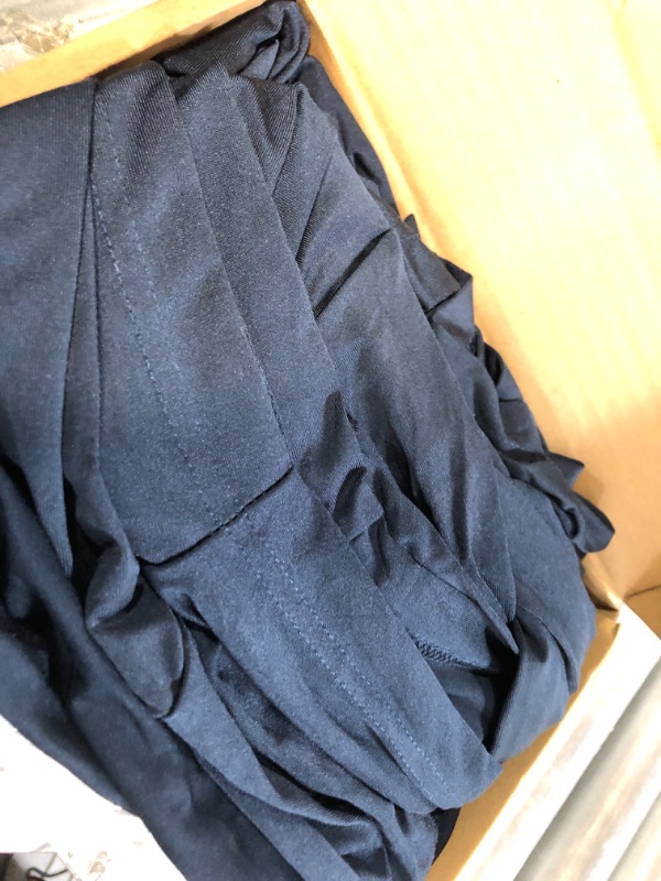 Photo 2 of  Box Spring Cover - Alternative to Bed Skirt, Elastic Polyester Fabric Wrap Around Band 4 Sides - Queen, Navy Blue
