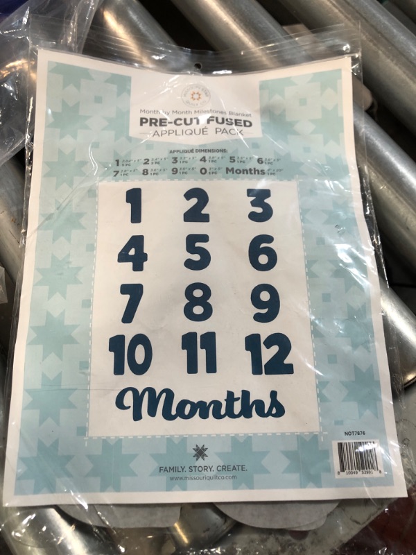 Photo 3 of  Precut Fused Applique Patches for Milestone Blankets - Iron and Sew on Fabric Numbers and Months for Quilting, 16 Piece Set, Black