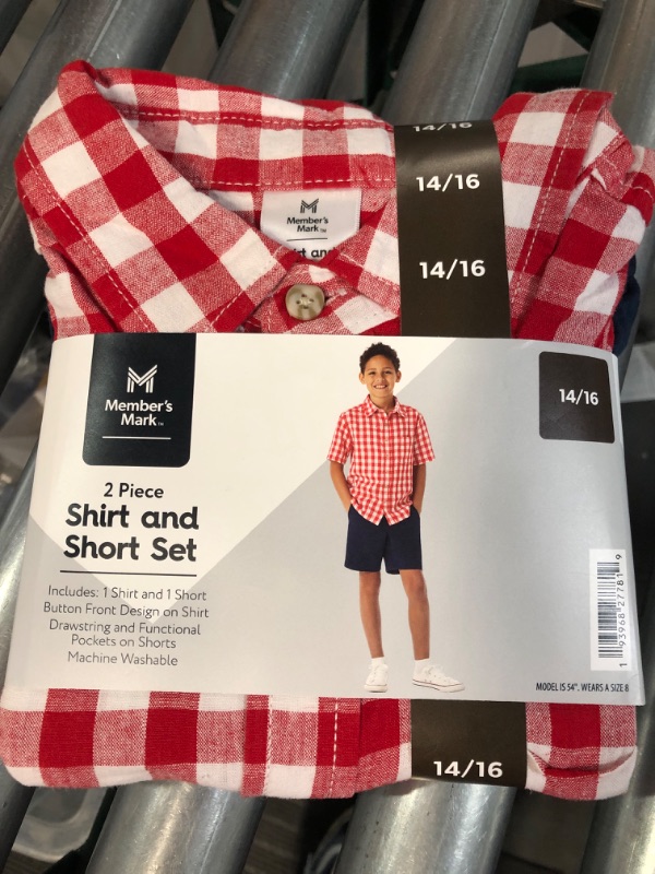 Photo 2 of Boy's 2 Piece Button Short Sleeve Shirt Drawstring Short Set - 1 PACK - 14/16