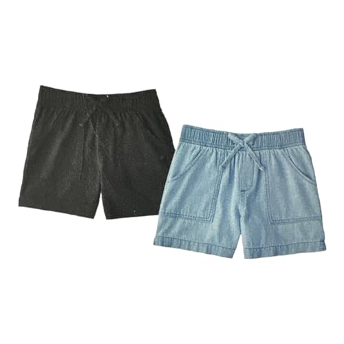 Photo 1 of Girl's 2-Pack Elastic Waistband Pull-on Shorts // 4 TOTAL // SIZE: 10/12 // Black/Chambray
 