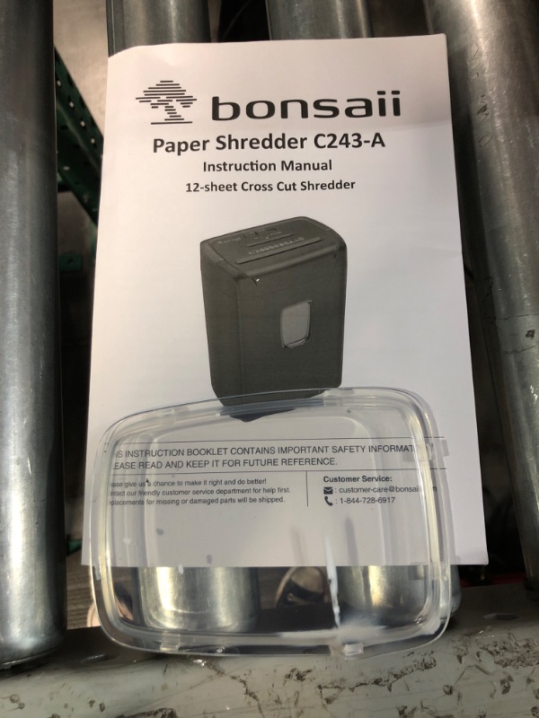 Photo 2 of **SEE NOTES** Bonsaii 12 Sheet Cross Cut C243-A Paper Shredder for Home Office Use WITHOUT 24 Pack Lubricant Sheets