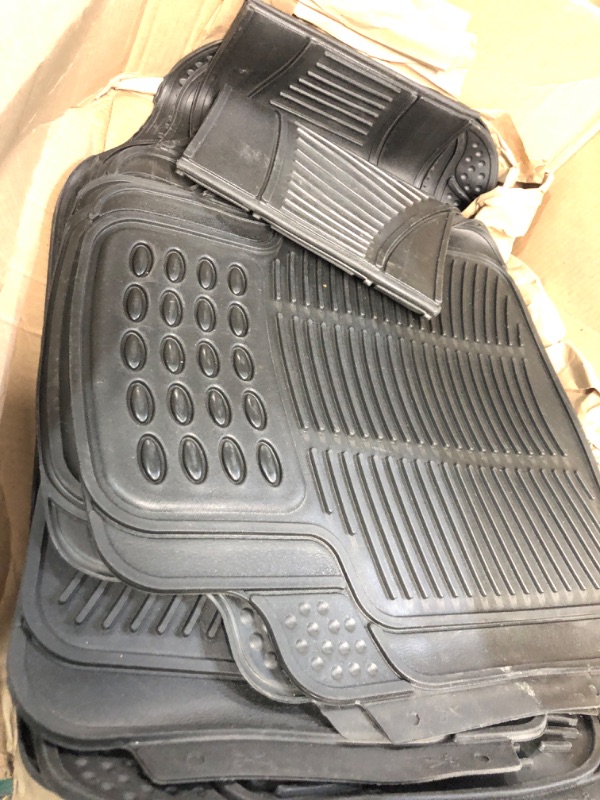Photo 1 of PREVIOUSLY OWNED  - BDK 3-Row ProLiner Original Heavy Duty 4pc Front & Rear Rubber Floor Mats for Car SUV Van (Fits 3rd Row Vehicles) 