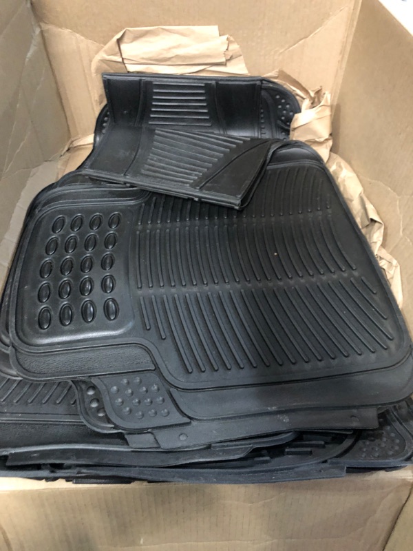 Photo 1 of PREVIOUSLY OWNED  - BDK 3-Row ProLiner Original Heavy Duty 4pc Front & Rear Rubber Floor Mats for Car SUV Van (Fits 3rd Row Vehicles) 