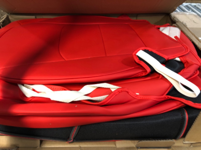 Photo 4 of  PU Leather Cover Fully Wrapped All Season Protection for Tesla Model Y 2020 2021 2022 RED