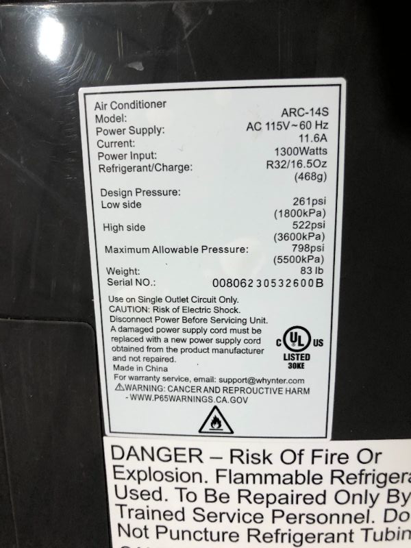 Photo 6 of ***LEAKING WATER***
Whynter ARC-14S 14,000 BTU Dual Hose Portable Air Conditioner with Dehumidifier