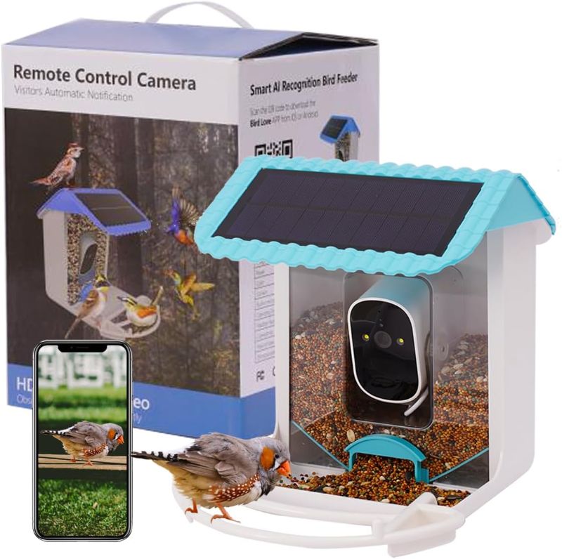 Photo 1 of **USED**  qurkeny Bird Feeder with Camera,Wireless Outdoor,1080P HD Bird Watching Camera Auto Capture Bird Video,IP65 Waterproof(Grey)