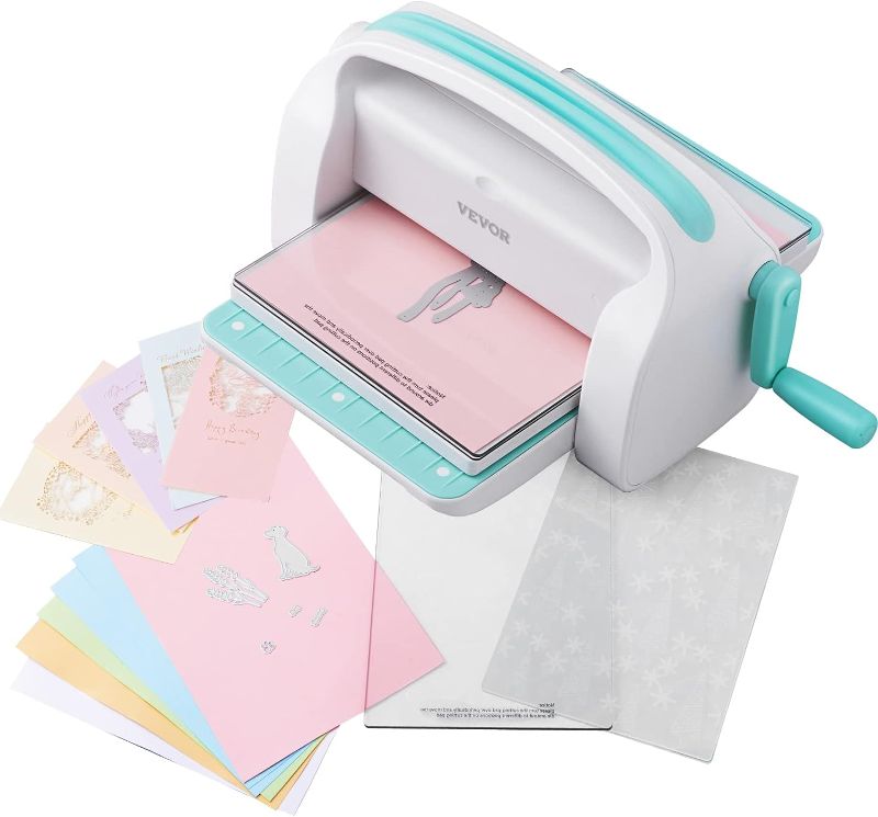 Photo 1 of VEVOR Manual Die Cutting & Embossing Machine, Portable Cut Machines, 9 inch Opening Scrapbooking Machine Full Kit Included, White 9 inches