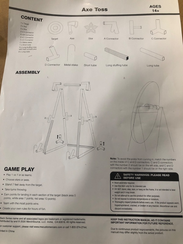 Photo 2 of BLACK SERIES The Axe Throwing Target Set, 3 Throwing Axes and Bristle Target, Active and Safe Play, Blunted Edges and Lightweight Plastic, Indoor or Outdoor Use and Backyard Fun