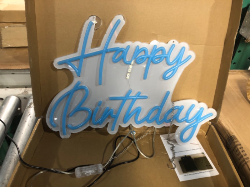 Photo 5 of **damaged, see photos and notes**DUOTTS Happy Birthday Sign 12v Ultra Bright for Wall Decor with Transparent Switch, Neon Light Up Your Party?17.3x11.8 Inch?