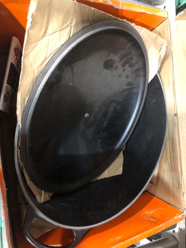 Photo 4 of **DAMAGE AND USE** Le Creuset Cast Iron Signature Oval Casserole, 40cm Matte Black