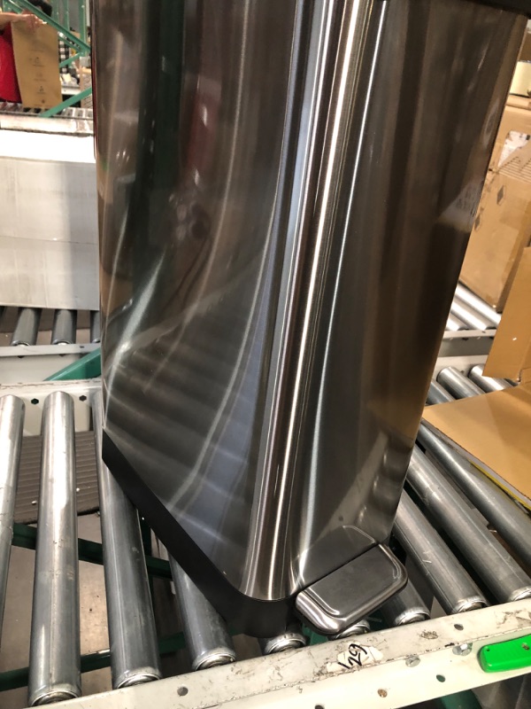 Photo 4 of **dent**Glad Slim Trash Can with Clorox Odor Protection - Narrow Kitchen Garbage Bin with Soft Close Lid, Step On Foot Pedal and Waste Bag Roll Holder, Stainless Steel, 45 Liter