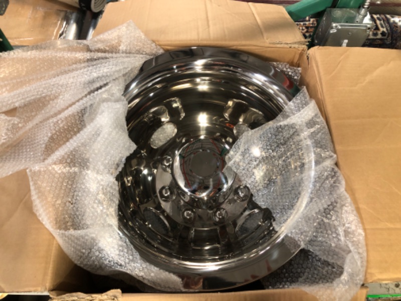 Photo 4 of (USED AND MISSING CAPS) XIUHUA 16 Inch Stainless Steel Wheel Simulators Full Kits for Most of Chevy GMC Ford Dodge Dually Wheels