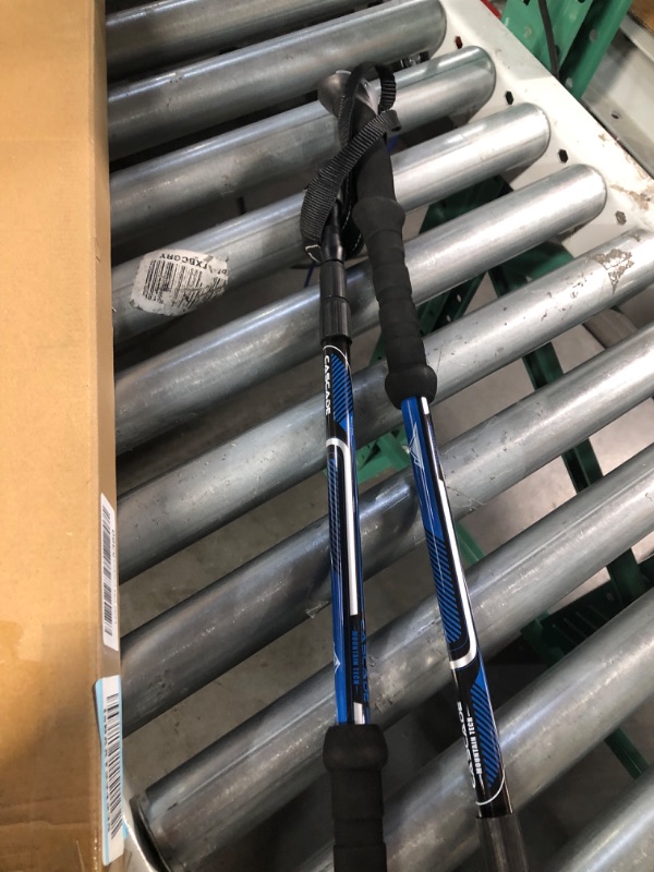 Photo 5 of **missing items**Cascade Mountain Tech Lightweight Aircraft-Grade Aluminum Trekking Poles with Extended Down Grip Plus Tip Kit Twist Blue EVA