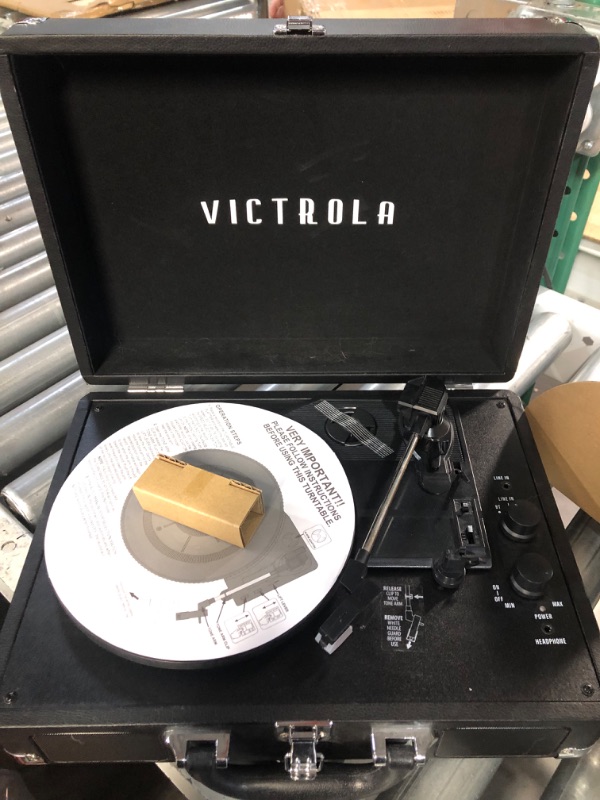 Photo 2 of Victrola Vintage 3-Speed Bluetooth Portable Suitcase Record Player with Built-in Speakers | Upgraded Turntable Audio Sound| Includes Extra Stylus | Black, Model Number: VSC-550BT-BK, 1SFA