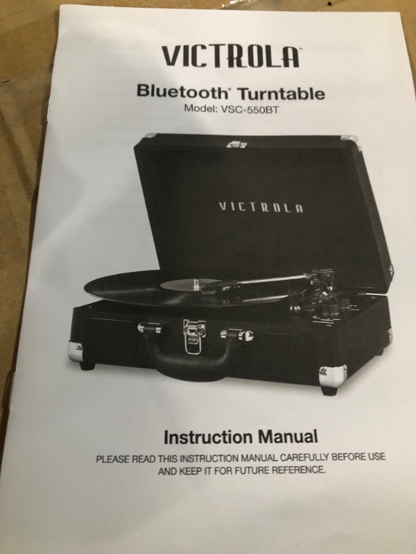 Photo 4 of Victrola Vintage 3-Speed Bluetooth Portable Suitcase Record Player with Built-in Speakers | Upgraded Turntable Audio Sound| Includes Extra Stylus | Black, Model Number: VSC-550BT-BK, 1SFA