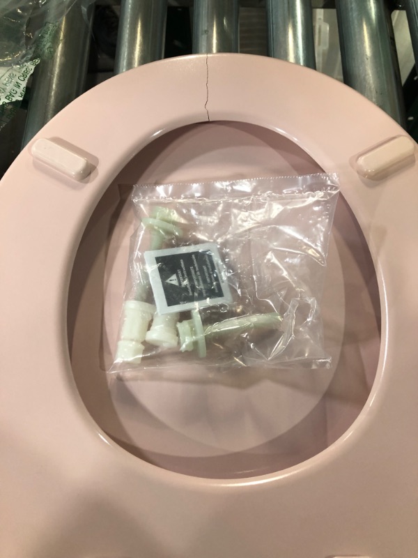 Photo 5 of **damaged**MAYFAIR 41EC 023 Cameron Toilet Seat will Never Loosen and Easily Remove, ROUND, Durable Enameled Wood, Pink 1 Pack Round Pink Toilet Seat